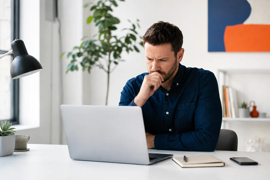 Business owner reviewing Google Ads clicks that are not producing conversions
